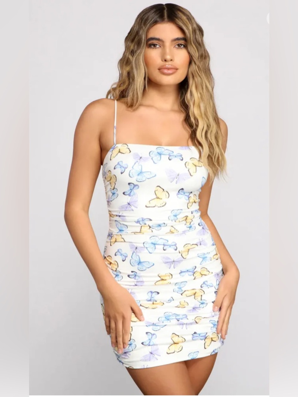 Windsor Butterfly Charm Ruched Mini Dress size XS
